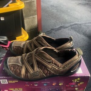 Pivo By Clarks Brown Metallic Leather Slip-On Cushioned Flats Shoes size 7M